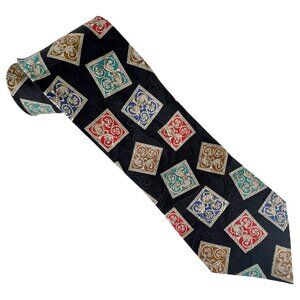 Collezione Bellagio 100% Silk Mens Geometric Patterned Tie In Multicolor Vintage